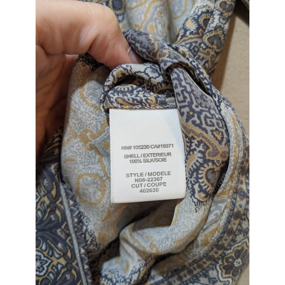 Joie Hartford Tie Neck 3/4 Sleeve Top Blouse in Multi-Color Medallion Silk Sz M - Picture 7 of 11